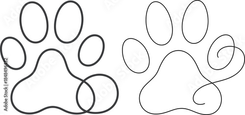 Dog Paw Print Outline Vector Icon Illustration 