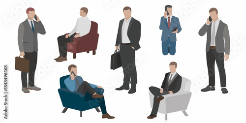 A collection of stylized business people in various poses and attire
