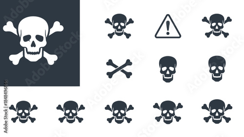 Skull and Crossbones Icons A Collection of Danger and Warning Symbols