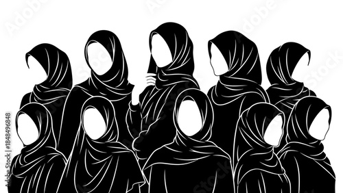 Diverse group of women in hijabs, symbolizing unity and cultural representation
