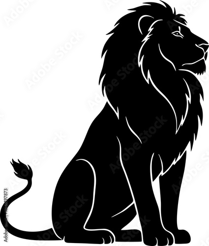 Lion Silhouette Sitting Majestic Animal.