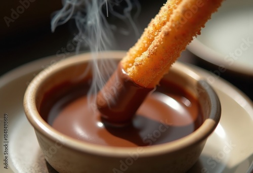 Classic Churros Dipped in Rich Chocolate Melt Delight with Decadent Side