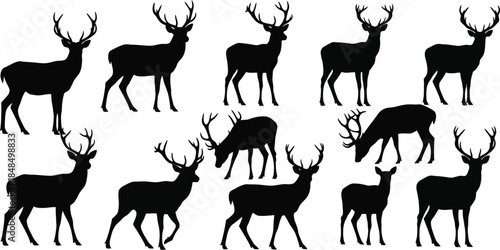 set of deer silhouettes