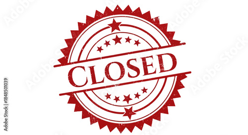 "Red Closed Stamp Badge Vector Illustration"