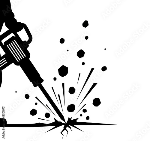 "Jackhammer Demolition Silhouette Vector Illustration"