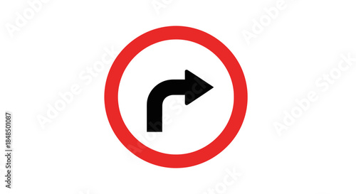 "Right Turn Traffic Sign Icon Vector Illustration"