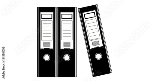 "Black Office File Folders Vector Icon Illustration"