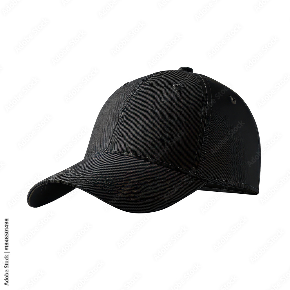 Fototapeta premium Baseball cap black isolated on transparent background. 