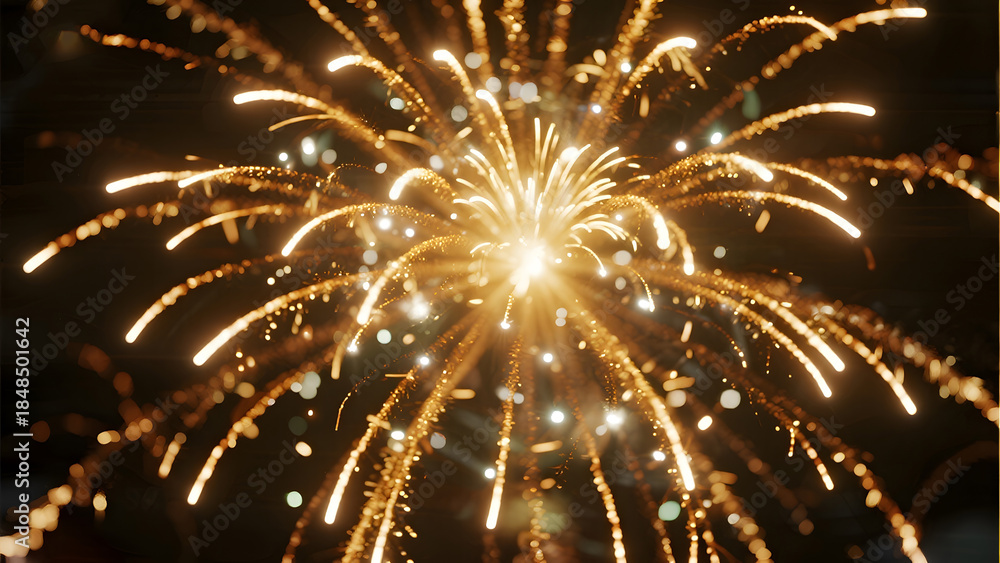 Obraz premium Fireworks, Celebration, Festive, Nighttime, Sparkling, Light, Display, Joy, Event, Festivity