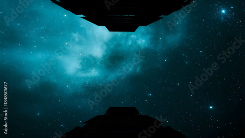 Starry Night Sky, Mountain Silhouette, Cosmic Scenery, Astronomical Beauty, Outdoor Adventure, Nature Photography