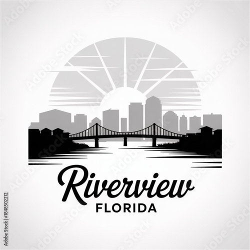 Riverview Florida Skyline Silhouette — A Riverside Community of the Tampa Bay Region Vector Illustration