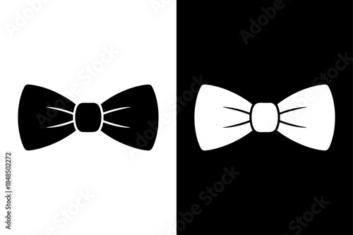 Classic Bow Tie Silhouette Icon. Elegant Black and White Vector