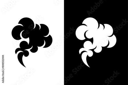 Smoking and Steaming Icon. Doodle Smoke Puff and Wind Shape Vector