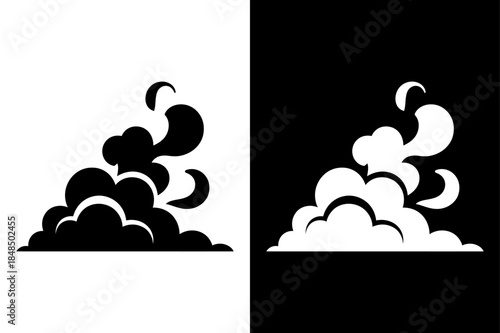 Smoke Cloud Silhouette Icon. Hand Drawn Steam and Vapor Vector in Black and White