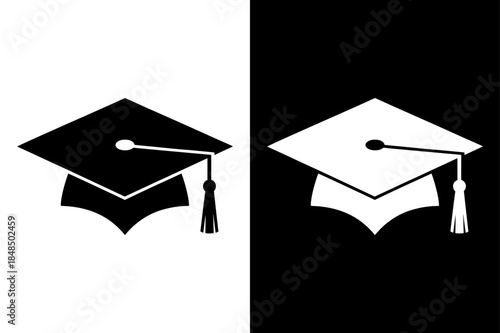Education Graduation Cap Icon. Minimal Academic Achievement Vector Illustration