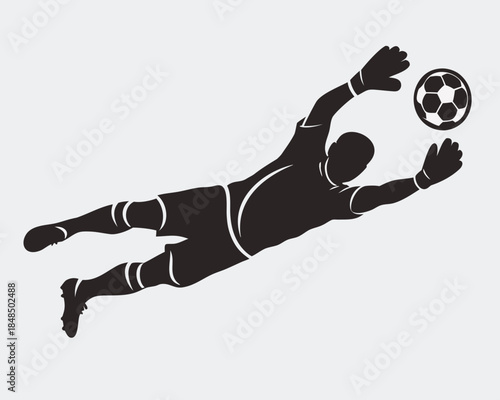 A dynamic illustration of a soccer goalkeeper making a diving save