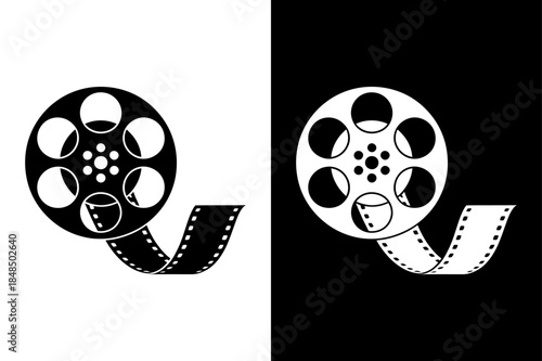 Vintage Film Reel Icon. Retro Movie Reel Vector Illustration for Filmmaking Designs