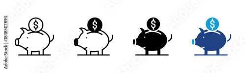 Savings icon set multiple style collection