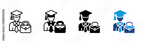 Apprenticeship icon set multiple style collection