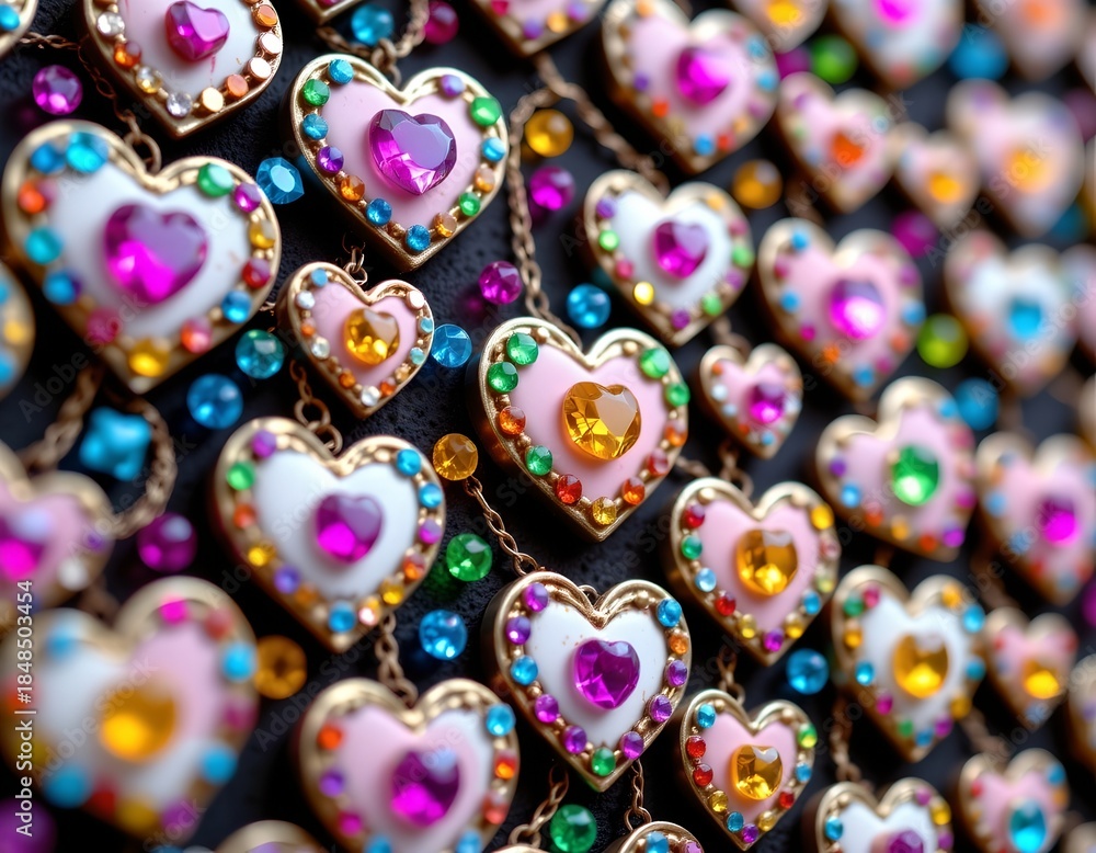 Obraz premium Decorative Wall Hanging with Heart Shapes and Gem Embellishments