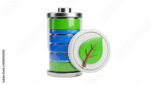 Wallpaper Mural Eco-Friendly Battery Charging Concept on White Background Torontodigital.ca