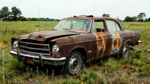Old Rusted Pickup Truck in a Wide Open Field.
