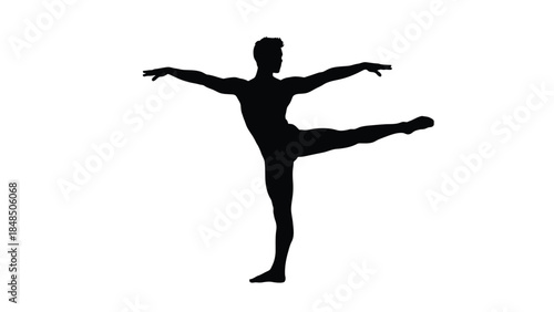 Silhouette of a dancer in a dynamic pose showcasing grace and flexibility