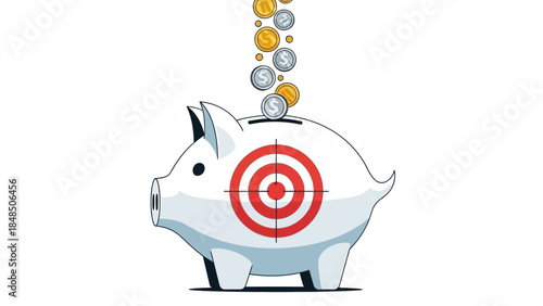 Modern Piggy Bank Saving Goal Vector Illustration