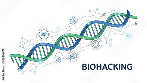 Biohacking Health and DNA Optimization Vector Concept