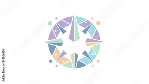 Abstract geometric compass design in pastel shades symbolizing navigation and guidance