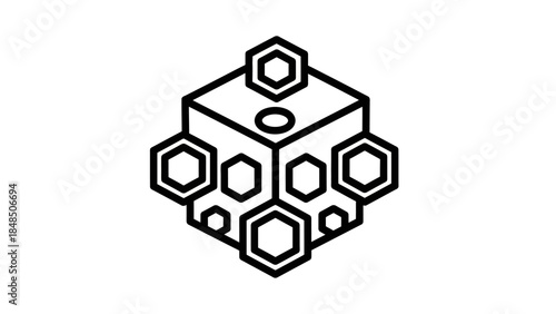 Abstract geometric design featuring interconnected hexagonal shapes forming a three-dimensional