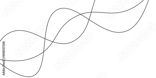 Curve wave seamless pattern. Abstract black lines wave curve motion on white background. Wave line and wavy zigzag lines. Curvy thread, string or yarn lines. Vector Illustration.EPS.10