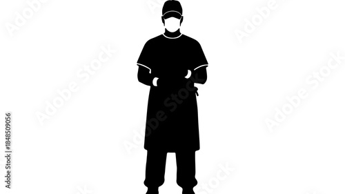 Surgeon in scrubs with transparent background