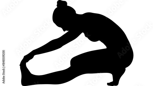 Woman stretching pose with transparent background