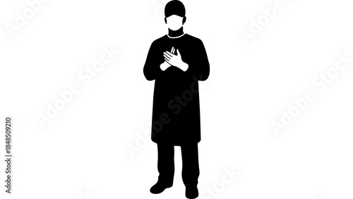 Surgeon in scrubs with transparent background