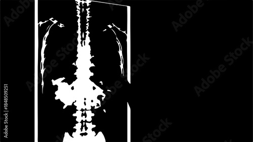 Dark figure in doorway with transparent background