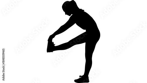 Woman stretching leg with transparent background