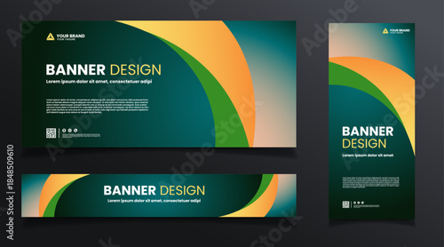dark green abstract background gradient banner design template