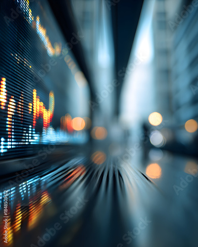 Urban financial district insights from market analysis on digital displays in modern settings