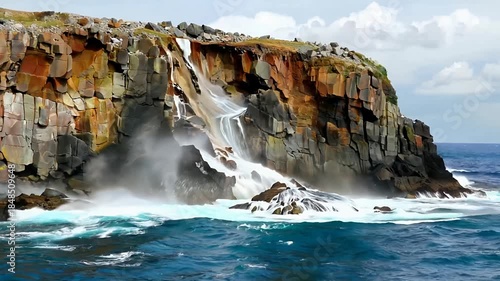 Dramatic Coastal Cliffs with Crashing Ocean Waves.