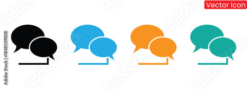 Colorful speech bubble icons for communication and dialogue, Set of speech bubble vector icons. Chat or message symbol. Think or speak icons.set of online social discussion bubble speech dialogue icon