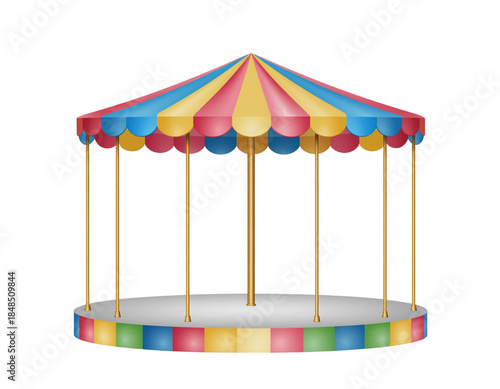 Colorful carnival tent isolated on transparent background