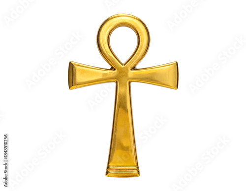 Gleaming golden symbol of life and immortality on a dark background