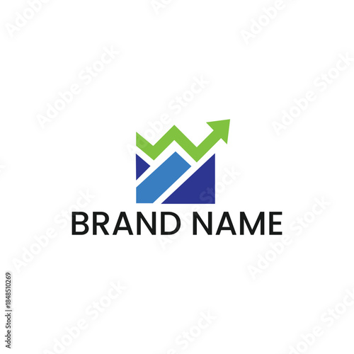 Free Download Abstract Modern Growth Chart Logo with Upward Arrow in Green and Blue, Financial Investment Success Icon - Marketing and Analytics Identity - GFXLoad
