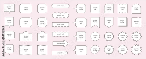 シンプルなフレームのベクターイラストセット。枠、見出し、タイトル、丸