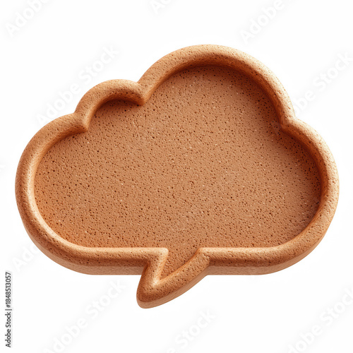 3D gingerbread cookie cloud speech bubble shape isolated on transparent background.