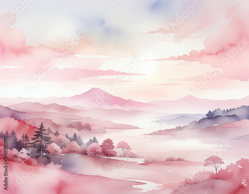 Serene sunset landscape isolated on transparent background