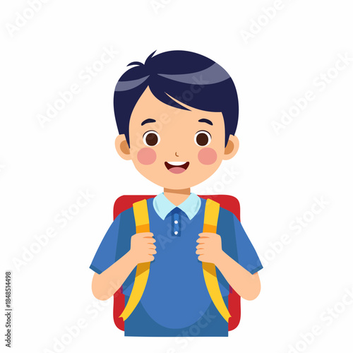 Smiling Schoolboy with Backpack Ready for Education 1.