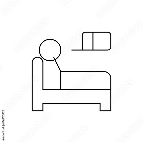 Minimalist Line Art of Person Resting on a Bed with Nightstand