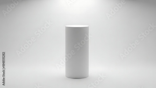 Minimalist white cylinder on plain background